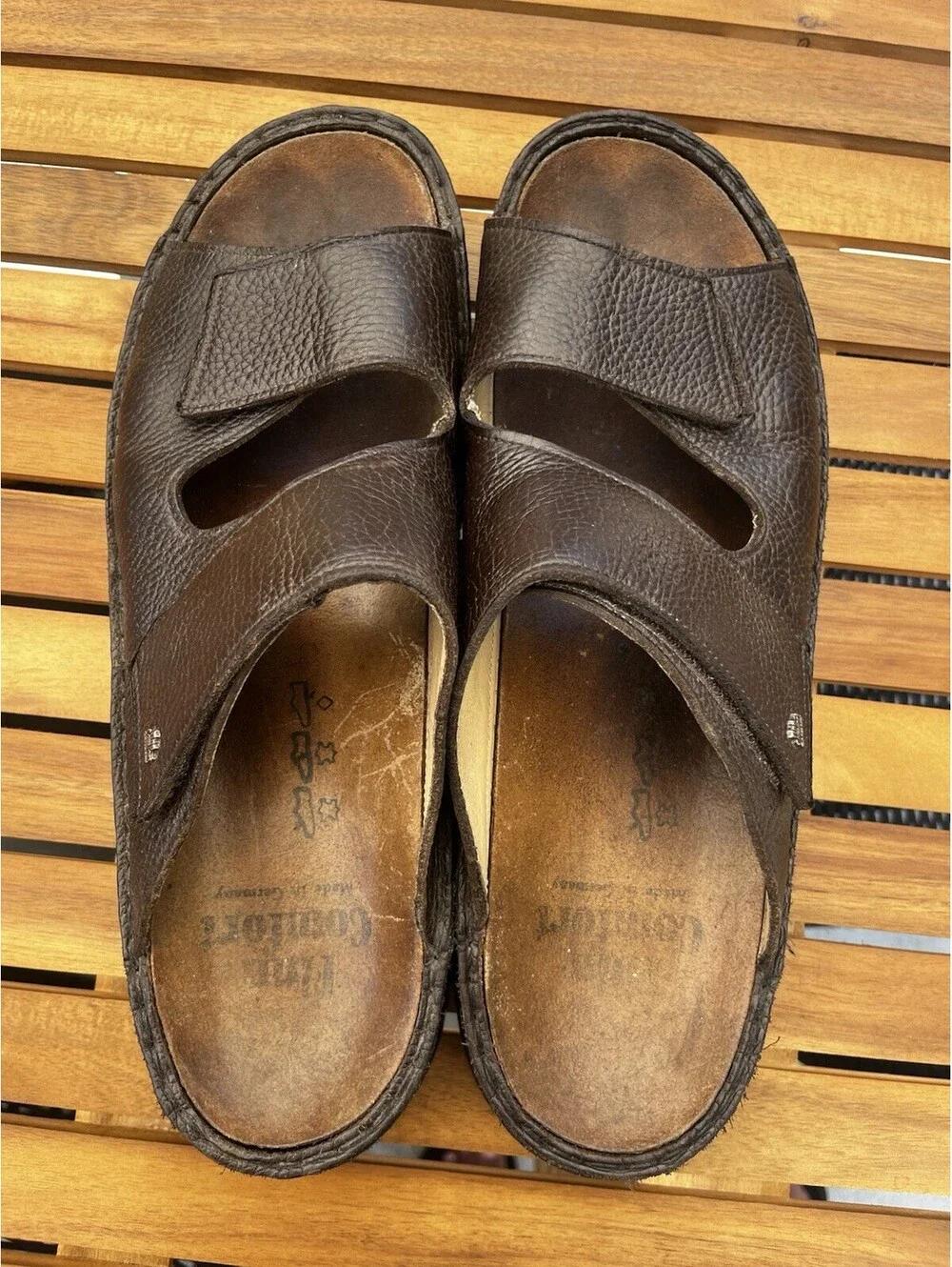 Finn Comfort Riad Men's Size 13 Brown Buggy Leather Slide Sandal EUR 47